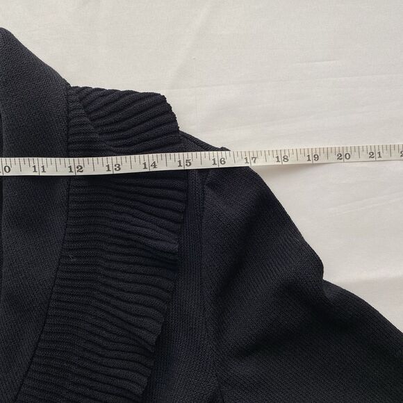 St. John Collection Wool Blend Santana Knit Black Long Ruffled Cardigan Size 4 - Picture 12 of 16